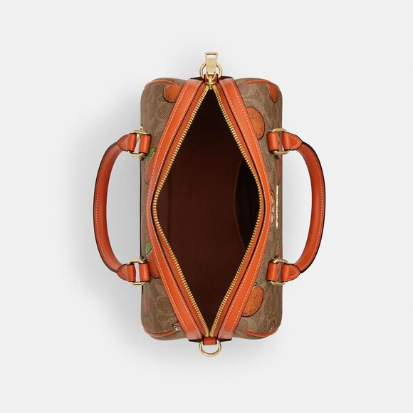 Rowan Satchel Bag In Signature Canvas With Orange Print - Picture 6 of 6